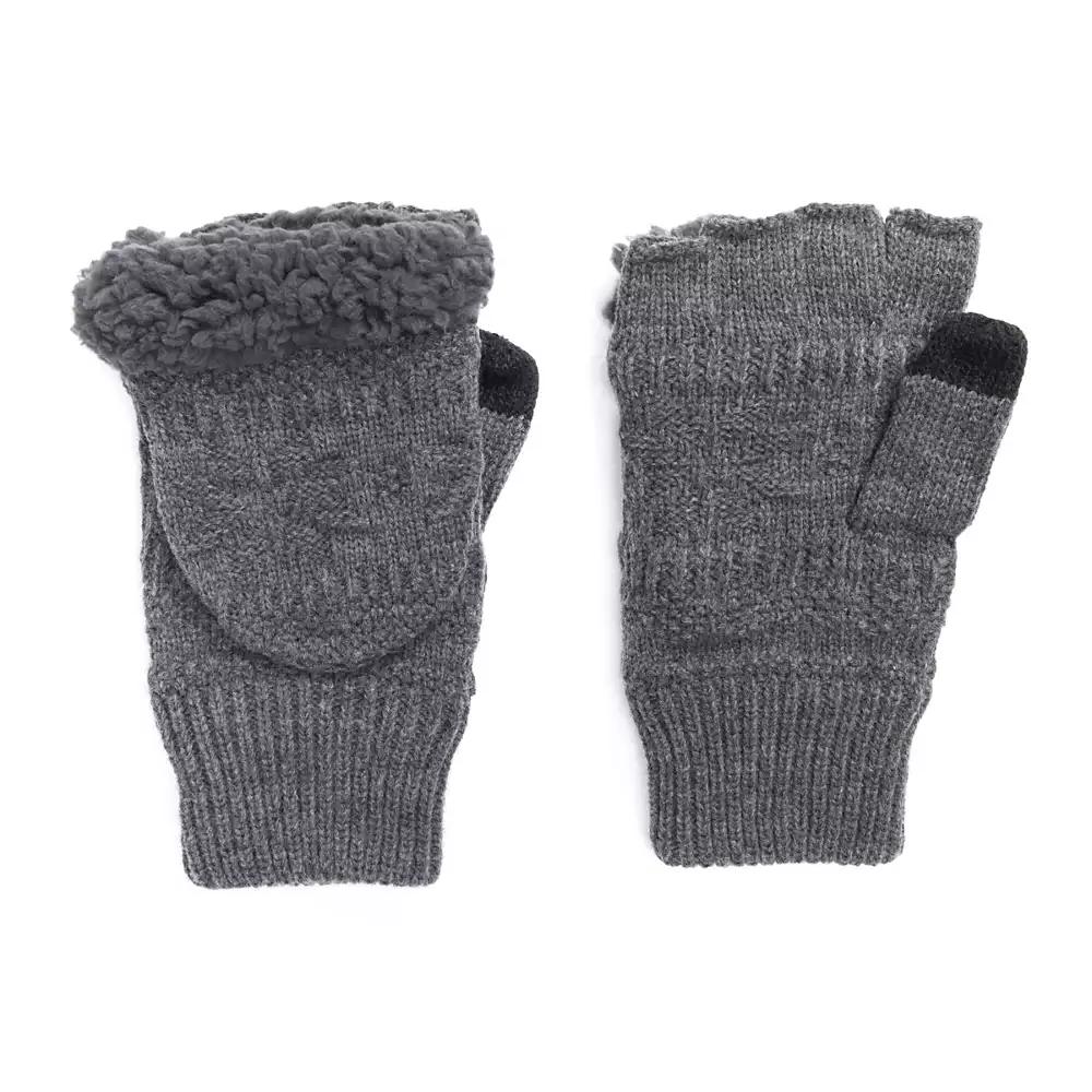 MUK LUKS Men's Faux Fur Flip Mittens