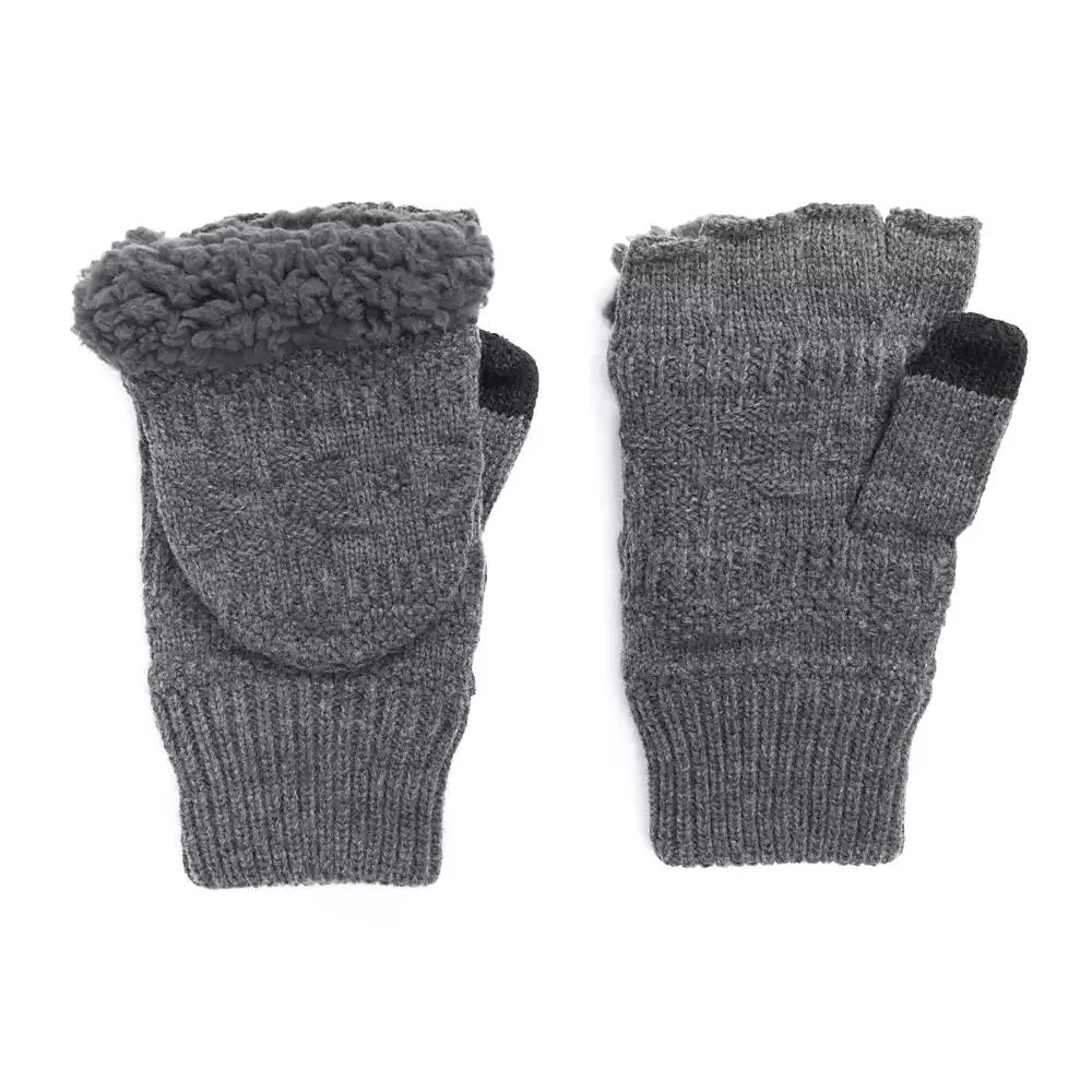 MUK LUKS Men's Faux Fur Flip Mittens 2