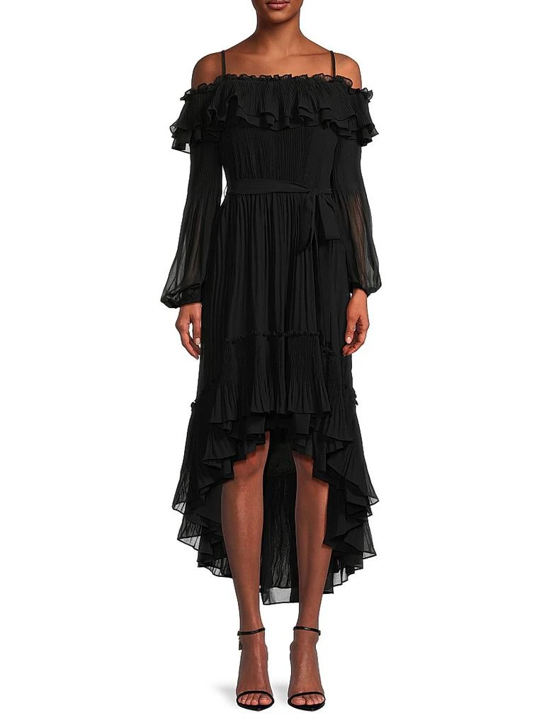 UNGARO Holland Pleated Ruffled High-Low Dress 3