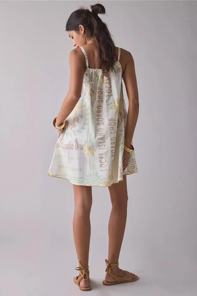 BDG BDG Eva Tie-Front Ruched Strap Trapeze Mini Dress 3