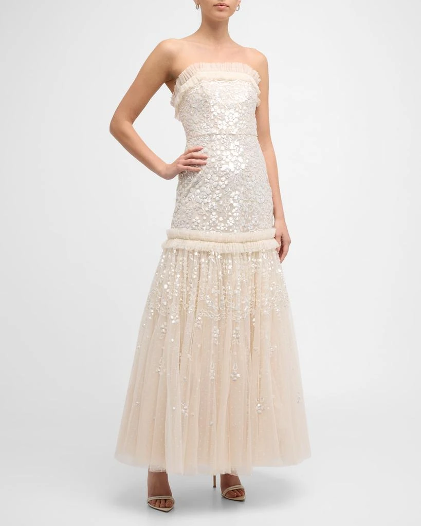 Needle & Thread Regal Rose Strapless Floral Sequin Tulle Gown 3