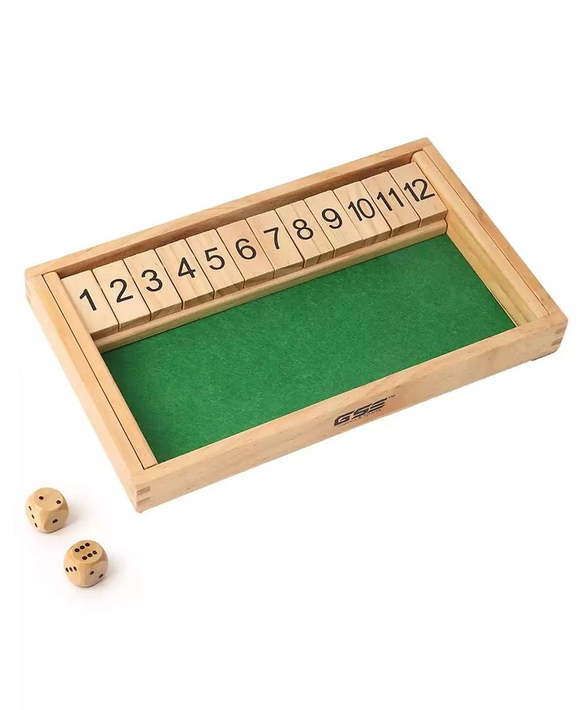 GSE Games 
Sports Expert Wooden Shut The Box Numbers Dice Game Board with 2 Wooden Dices, Classic Popular English Pub Game