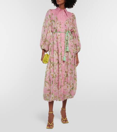 Alémais Silk floral midi dress