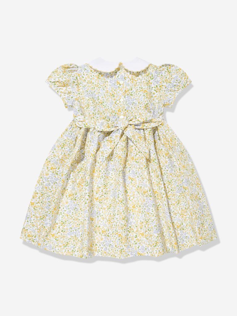 Sarah Louise Girls Floral Smocked Dress in Yellow