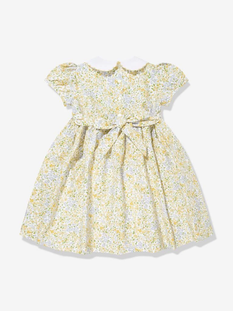 Sarah Louise Girls Floral Smocked Dress in Yellow 2