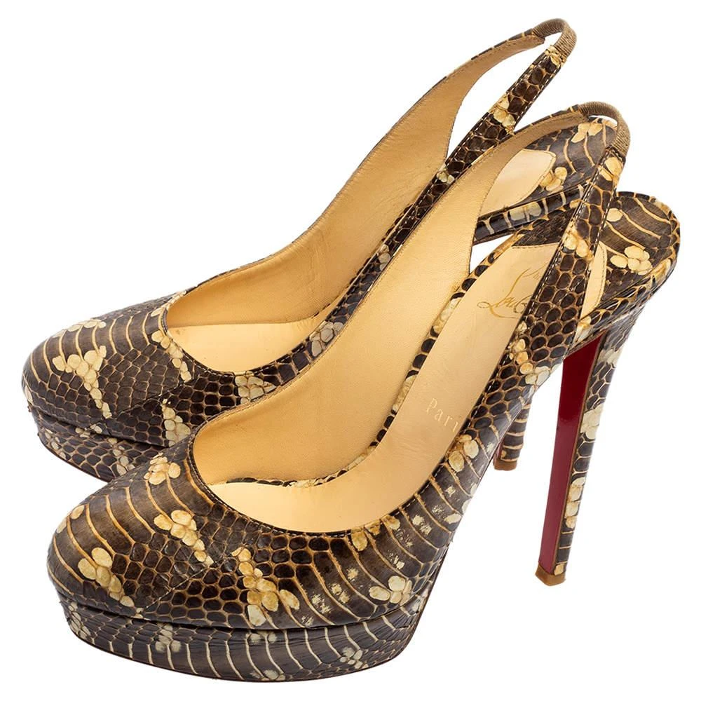 Christian Louboutin Christian Louboutin Brown Snakeskin Bianca Slingback Platform Pumps Size 40 4