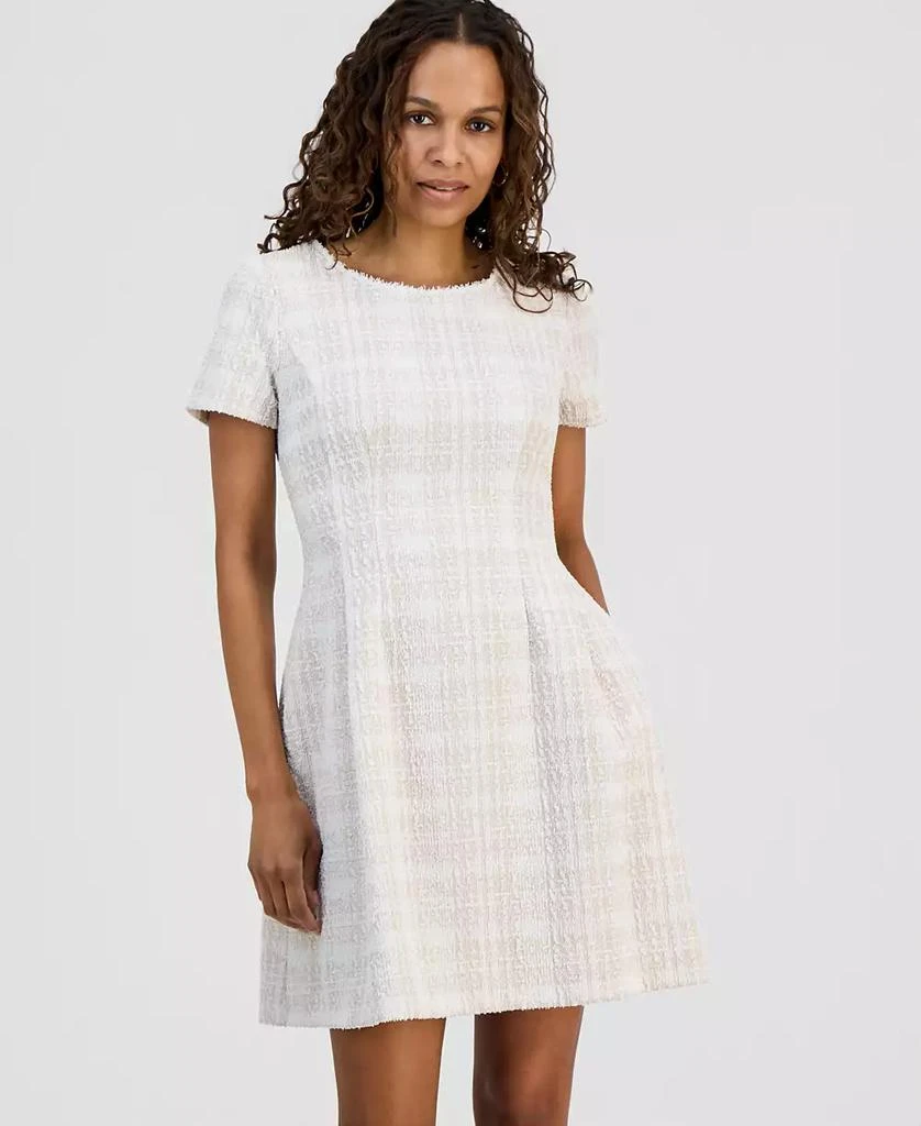 Connected Petite Ponte Front-Tuck Fit & Flare Dress - Dresses & Skirts -  Free Shipping - BeyondStyle