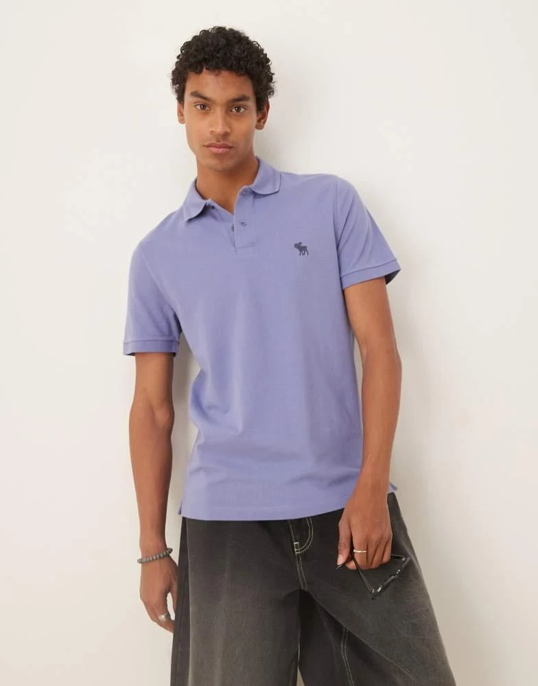Abercrombie & Fitch Abercrombie & Fitch textured icon detail polo top in purple 4