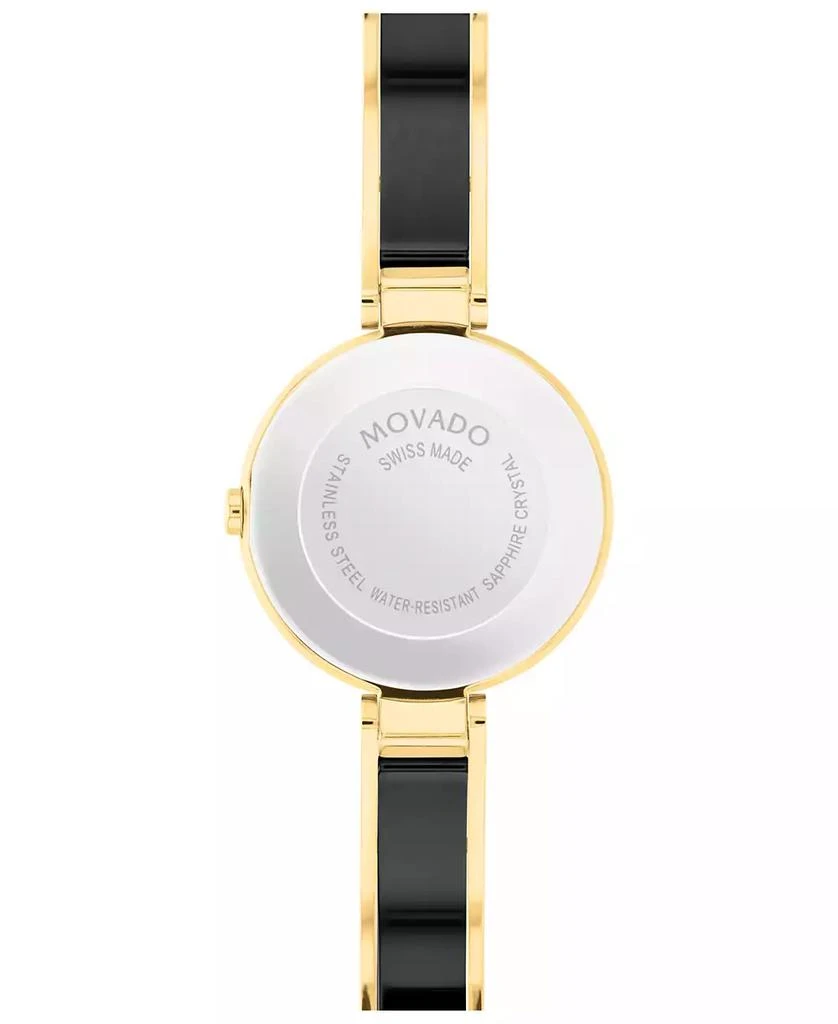 Movado Women's Moda Swiss Quartz Black Ceramic Yellow PVD Bangle Watch 24mm 3