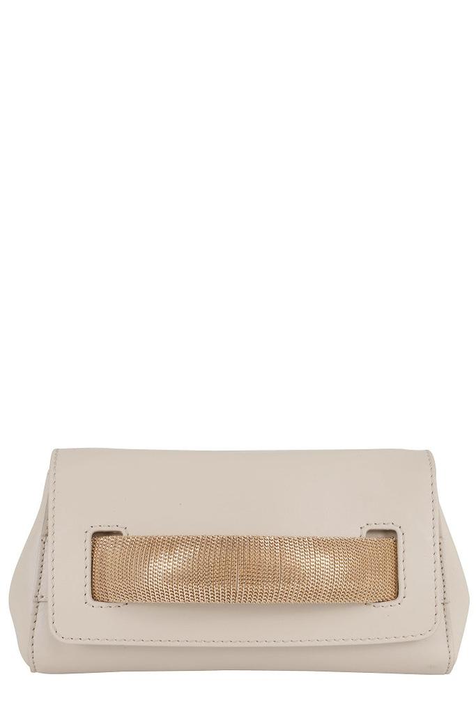 ORCIANI Smooth Leather Clutch With Removable Chain Strap