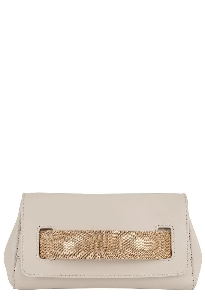ORCIANI Smooth Leather Clutch With Removable Chain Strap 1