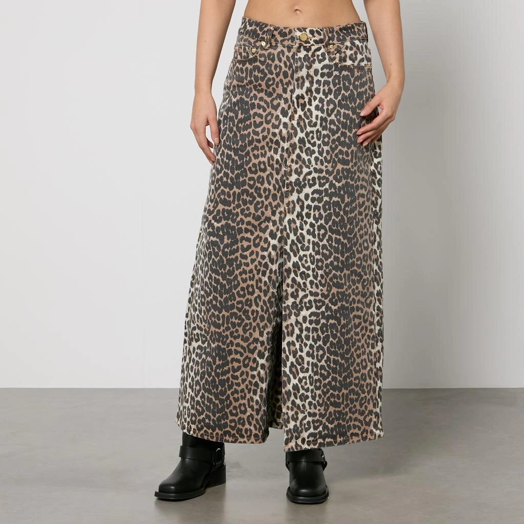 Ganni Leopard-Print Denim Maxi Skirt 1