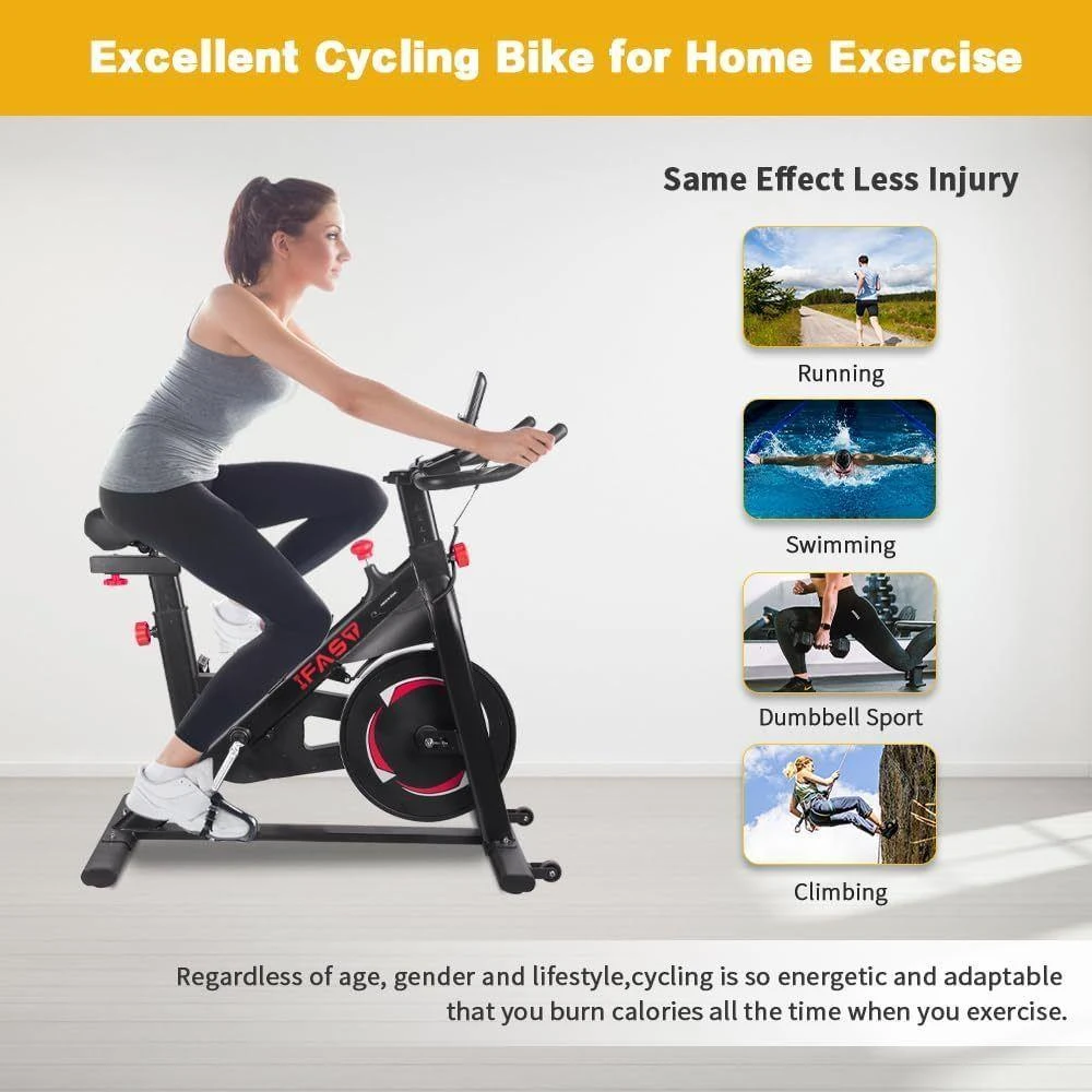 CARDIORAKK Black Stationary Bikes for Home Spin Indoor Exercise Bike with LCD Monitor and Comfortable Seat Cushion for Home Gym Cardio Fitness Training 2