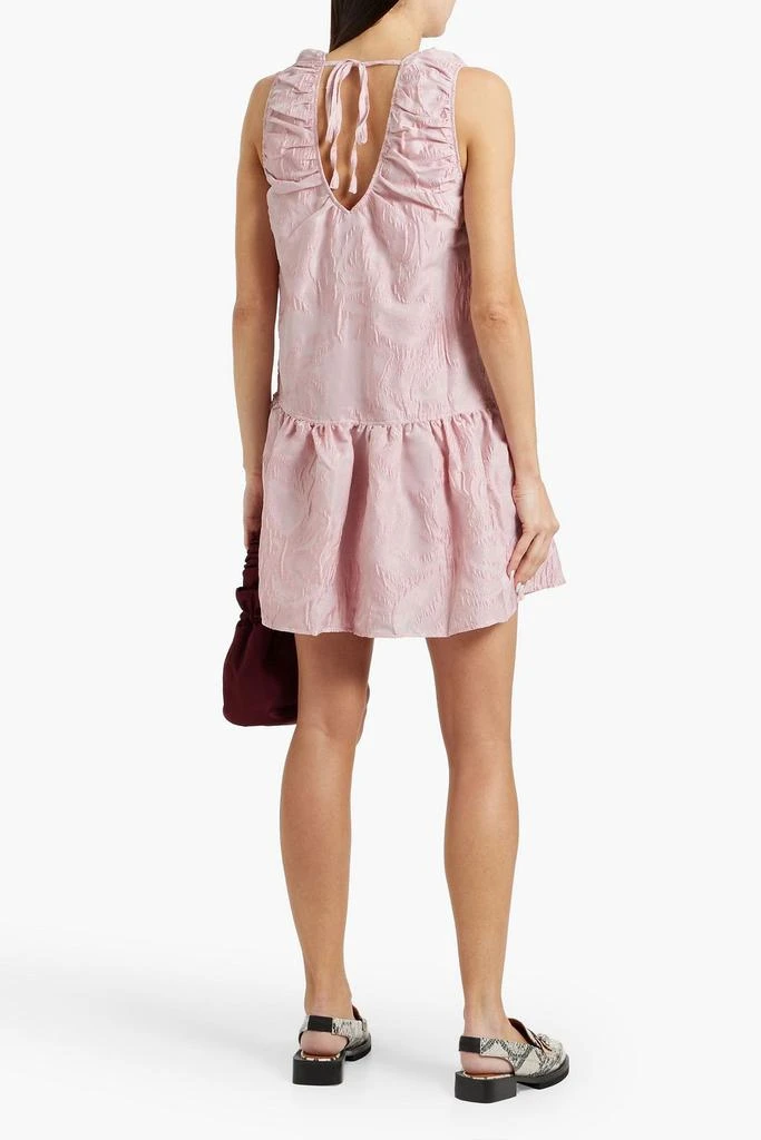Ganni Gathered cloqué mini dress 3