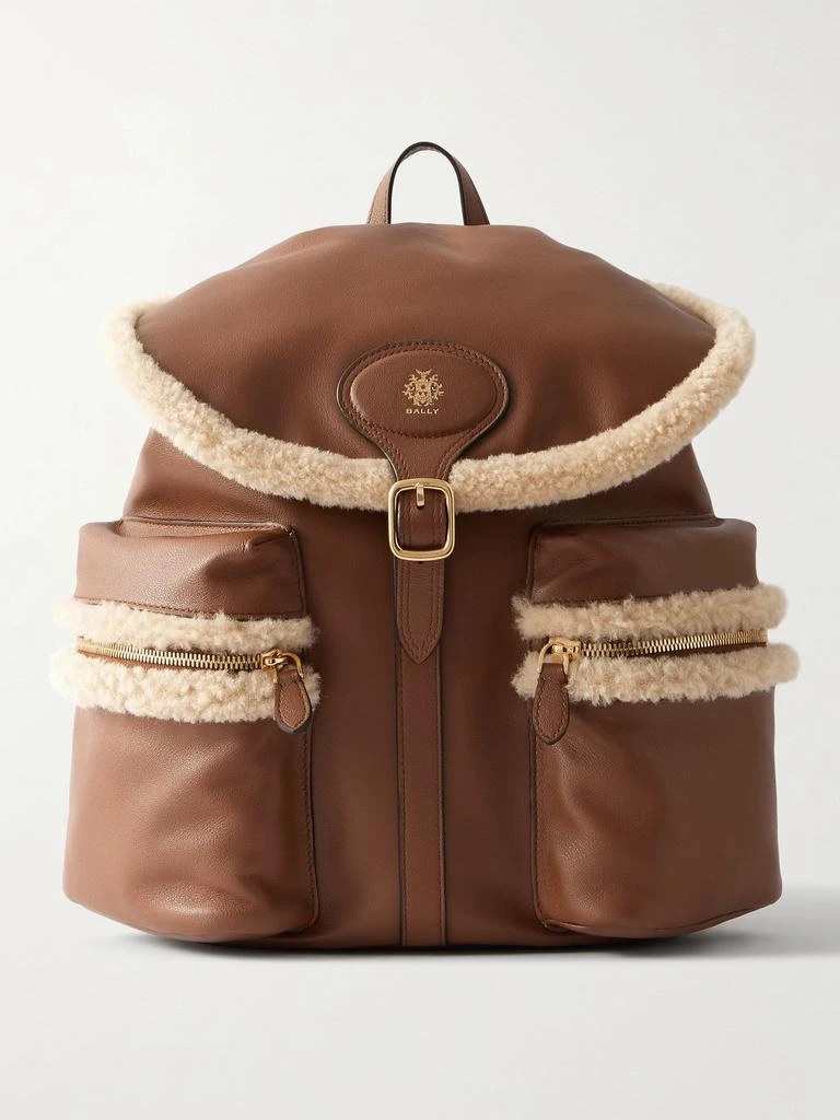 Bally Shearling-trimmed Leather Backpack - Tan