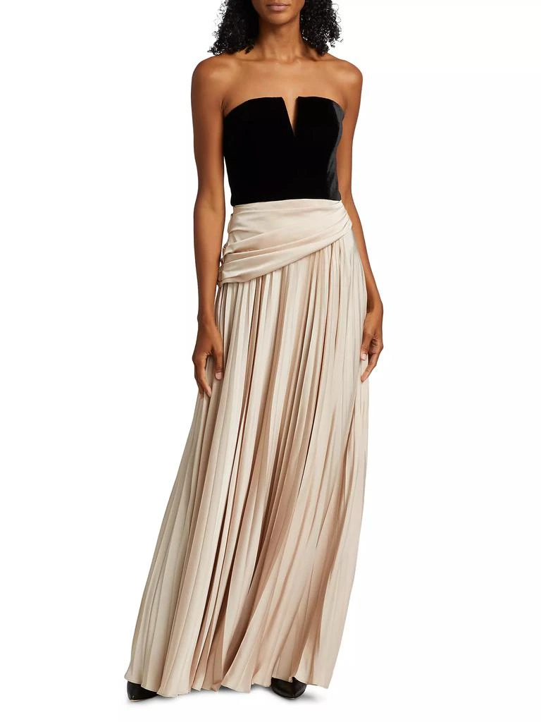 ET OCHS Tabitha Velvet &amp; Charmeuse Pleated Gown 3