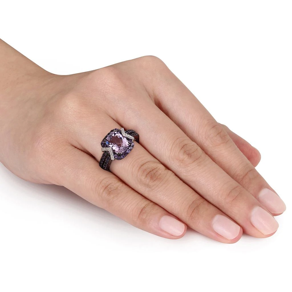 Mimi & Max 3 1/3ct TGW Emerald Cut Amethyst and 1/10ct TDW Diamond Ring in Sterling Silver 2