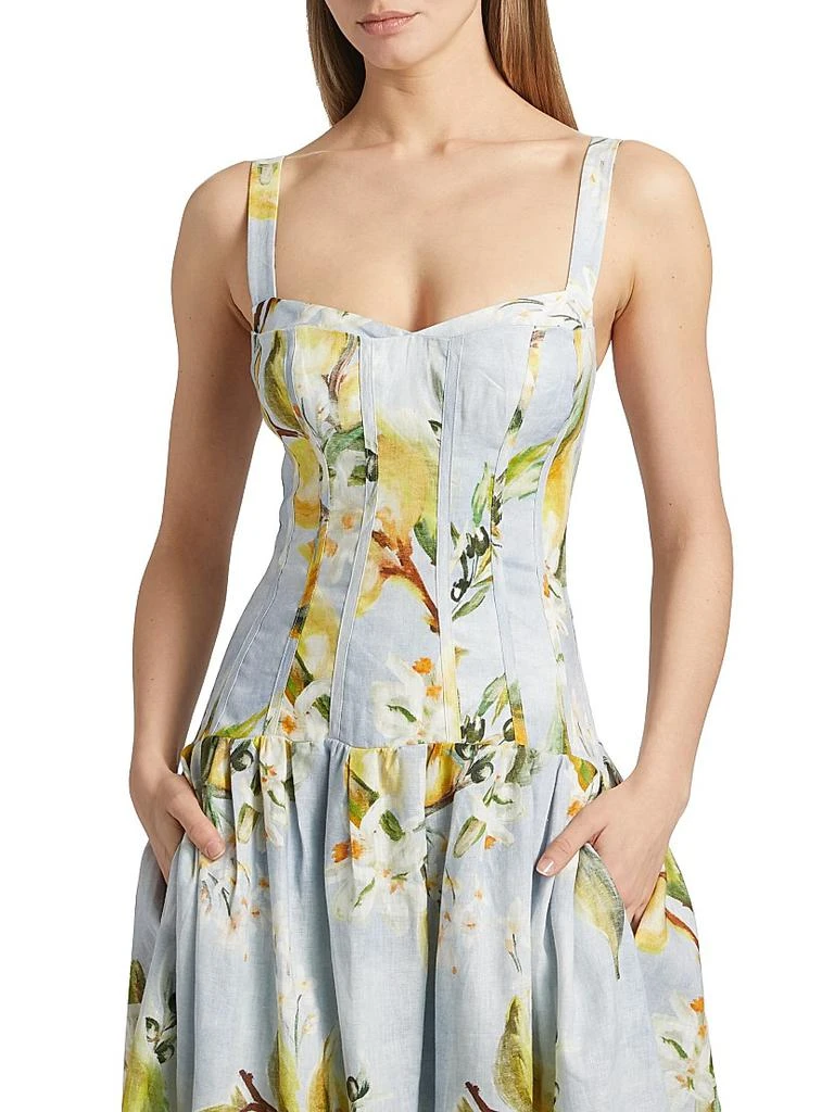 Nicholas the Label Makenna Floral Linen Drop-Waist Midi-Dress 6