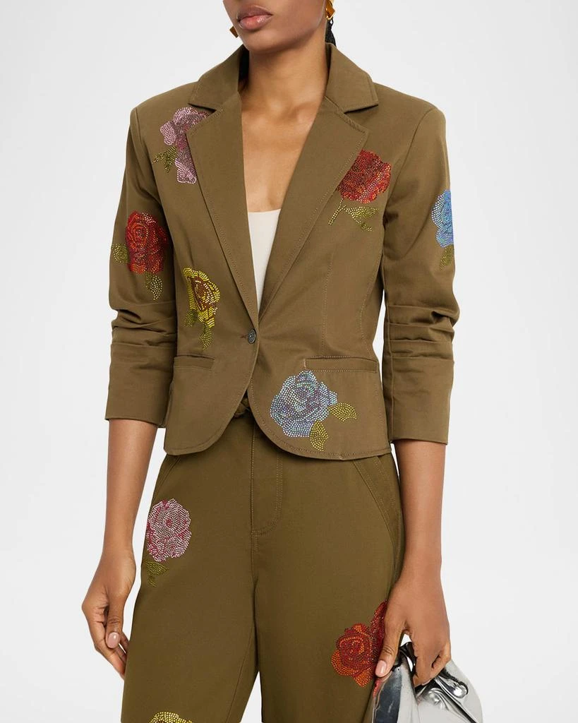 Cinq a Sept Cropped Heatset Roses Blazer 4