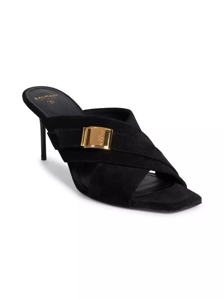 Balmain 75MM Suede Buckle Mules 2