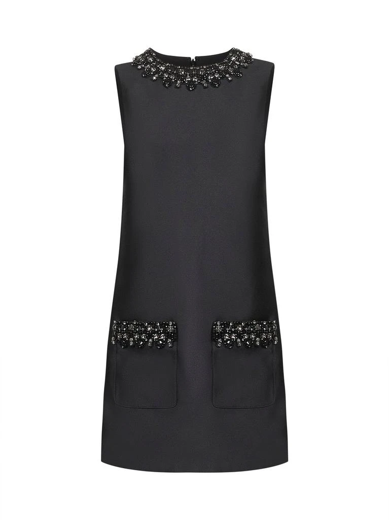 self portrait black white dress Self-portrait Black Crepe Flower Off Shoulder Mini Dress main image 0