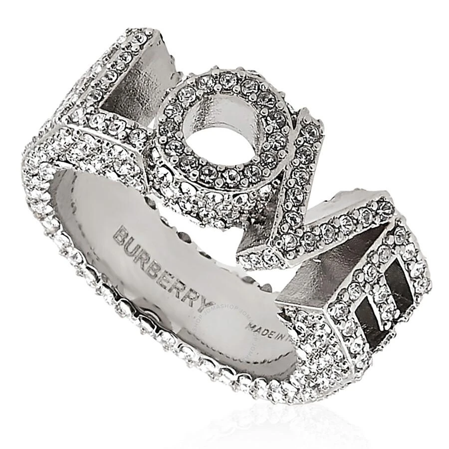 Burberry Ladies Silver Crystal And Palladium-Plated Love Ring 1