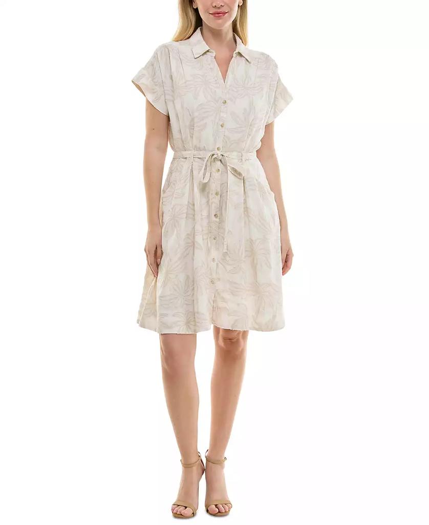 Taylor Women's Short-Sleeve Sash-Tie A-Line Dress