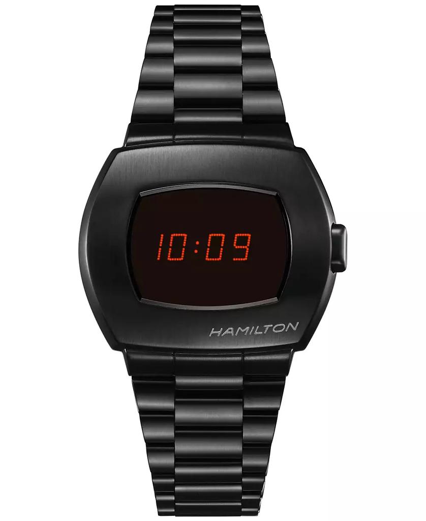 Hamilton Men's Swiss Digital American Classic PSR Digital Quartz Black PVD Stainless Steel Bracelet Watch 35x41mm