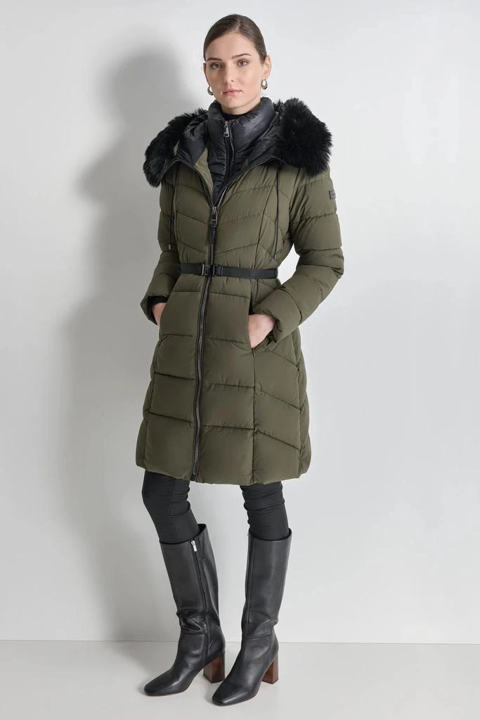 DKNY BIBBED FAUX-FUR HOODED PUFFER 5