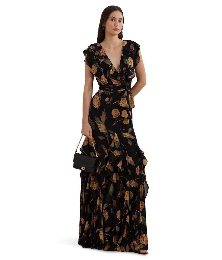 ラルフローレン★Ruffle-Trim llic Chiffon Gown Lauren Ralph Lauren Women's Ruffle-Trim Metallic Chiffon