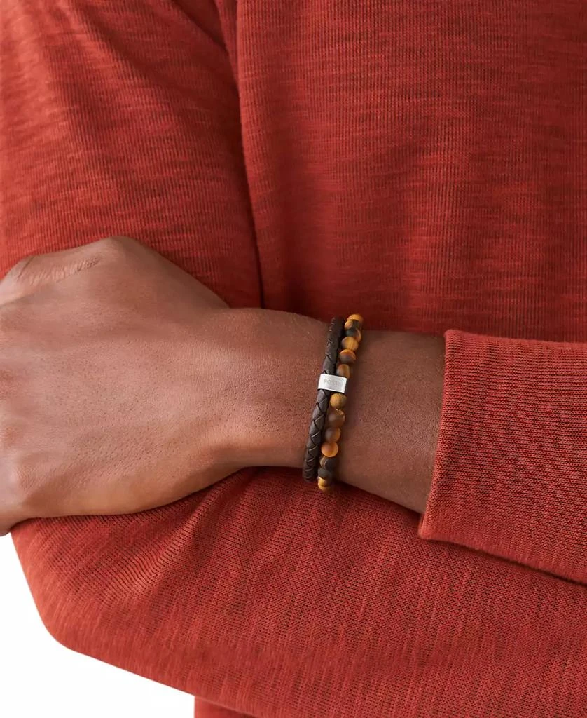 Fossil Men's Tiger's Eye and Brown Leather Bracelet 2