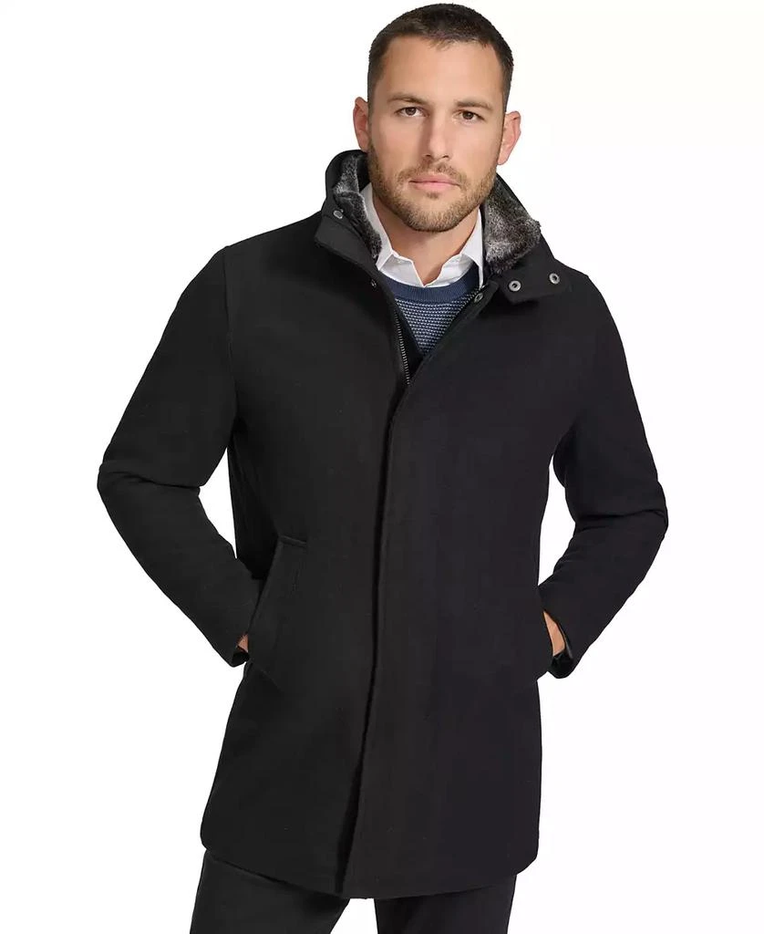 Calvin Klein Men's Urban Walker Coat with Detachable Faux Rabbit Fur at Interior Collar 1