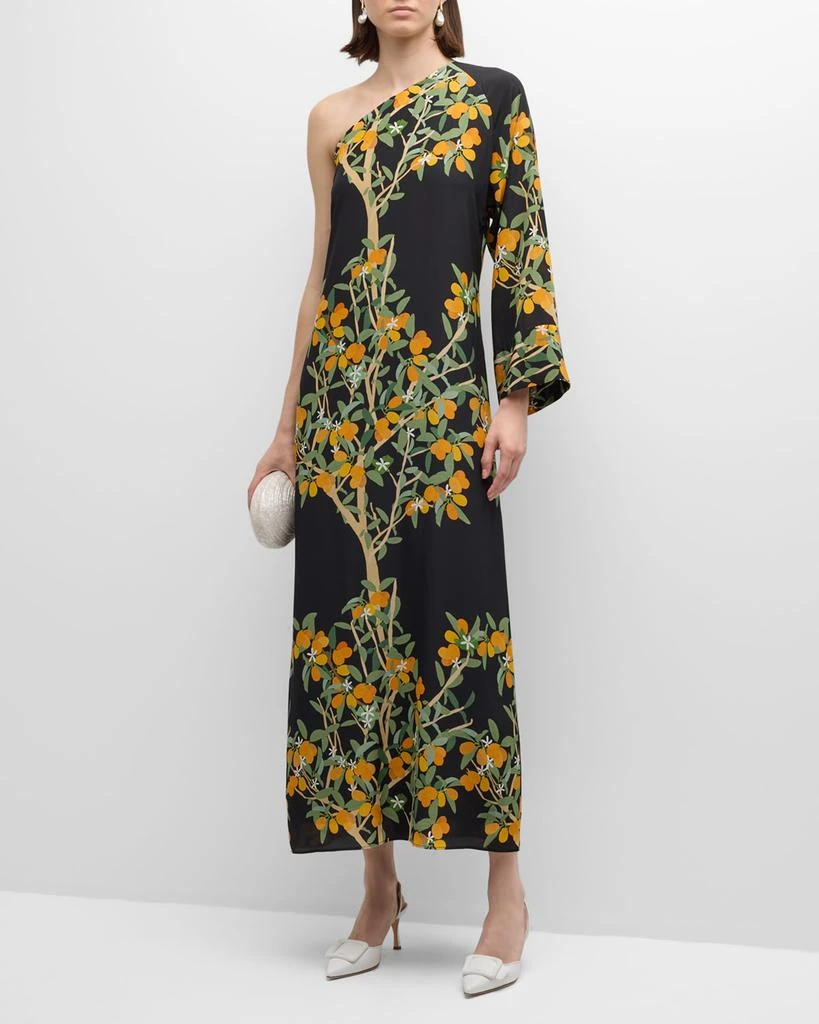 Bernadette Lola One-Shoulder Kumquat Print Midi Dress 3