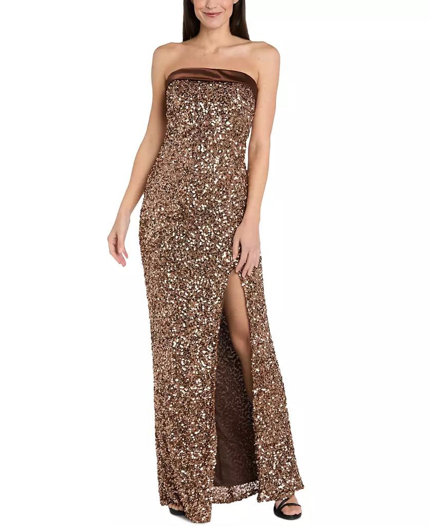 Morgan & Company Women's Sequined Strapless Gown