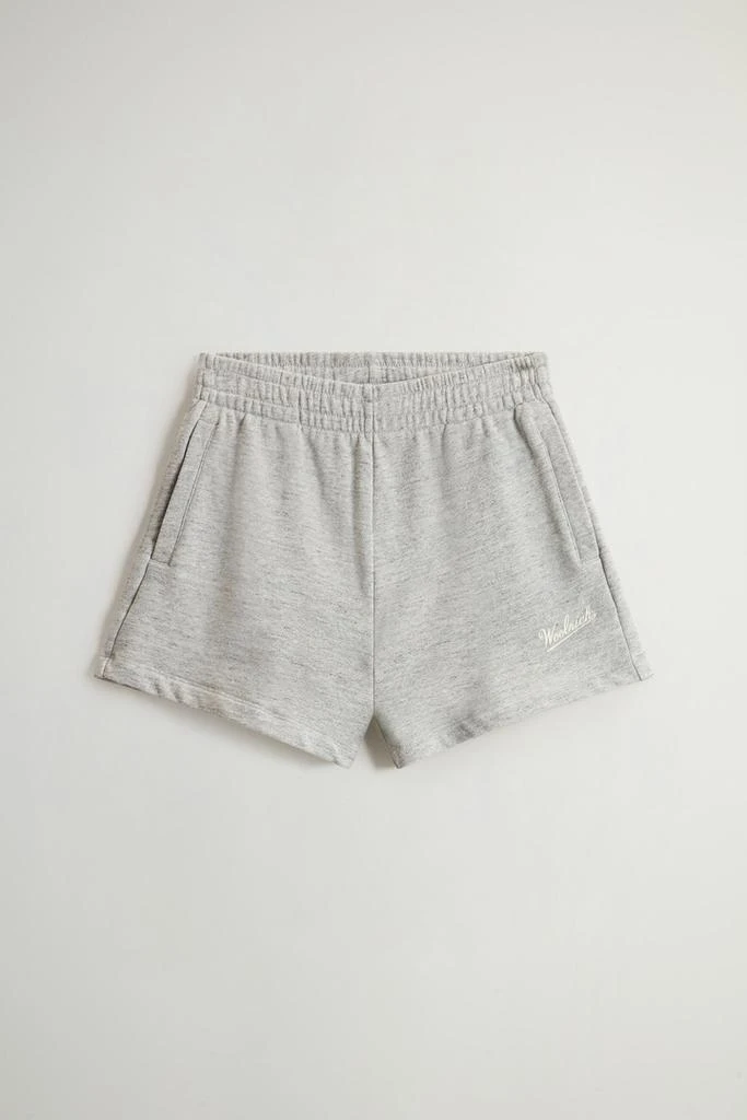 Woolrich Shorts in Pure Cotton Mouliné Fleece with Logo - Women - Gray 4