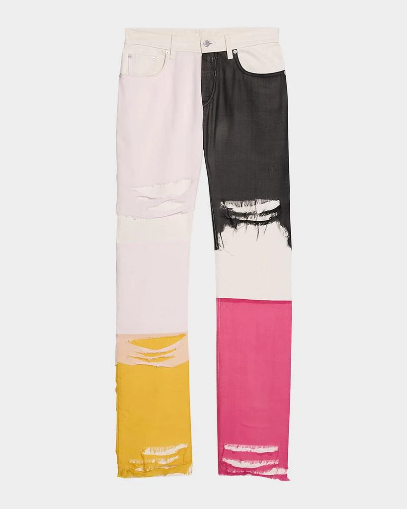 Helmut Lang Men's Low-Rise Colorblock Distressed Jeans 1
