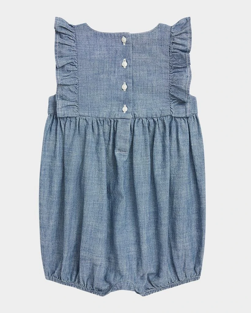 Ralph Lauren Girl's Chambray Ruffle-Trim Bubble Romper, Size 3M-24M 2