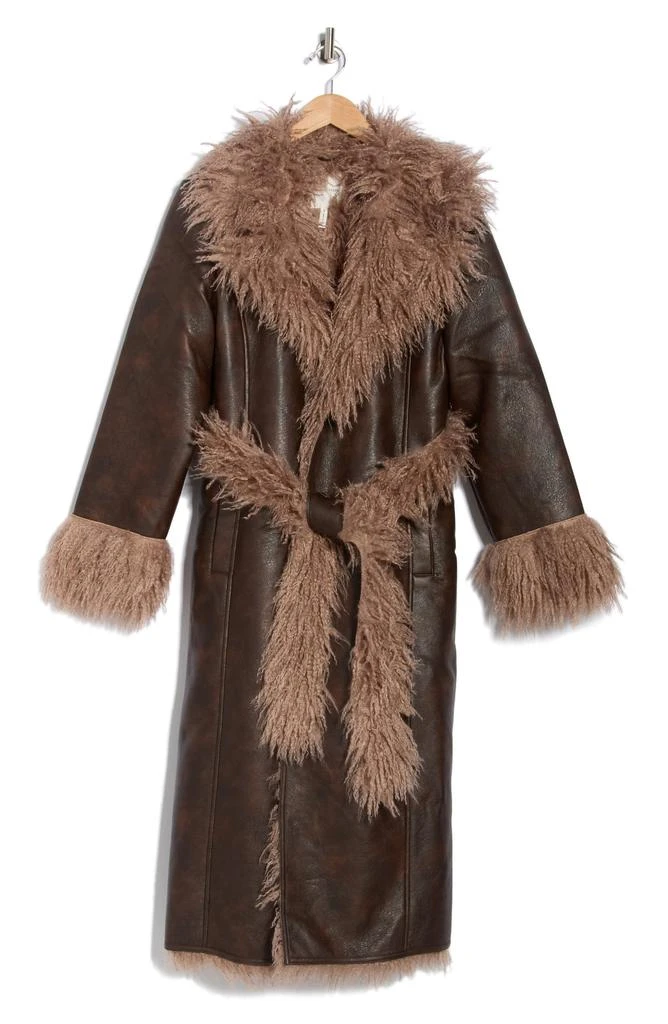 Avec Les Filles Faux Shearling Trim Faux Leather Coat 4