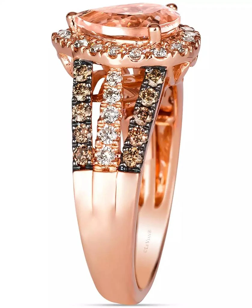Le Vian Peach Morganite (1-1/10 ct. t.w.) & Diamond (3/4 ct. t.w.) Pear Halo Ring in 14k Rose Gold (Also Available in 14K White Gold or 14k Yellow Gold) 3