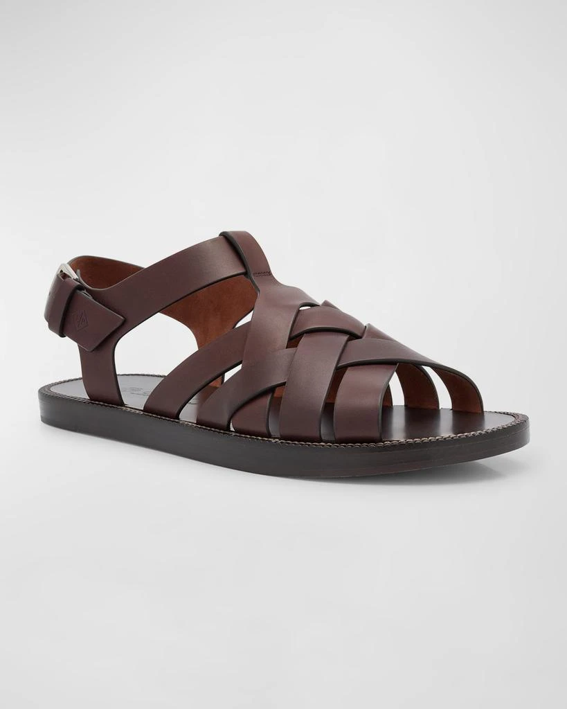Loro Piana Men's Kumihimo Leather Sandals 2