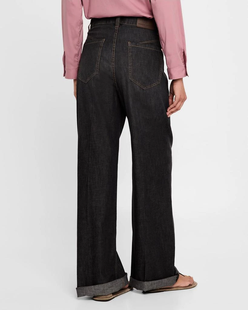 Brunello Cucinelli High-Rise Monili Wide-Leg Jeans 3