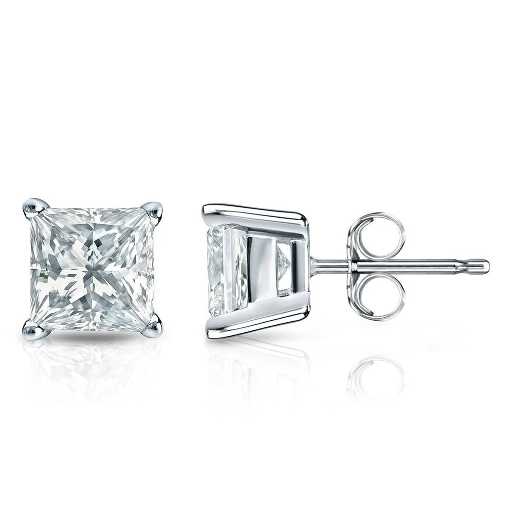 Sabrina Designs Lab Grown Diamonds 14K Gold Lab Grown Diamond Princess 4-Prong Basket Stud Earrings 3ct 3