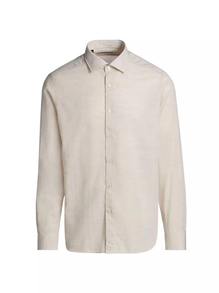 Saks Fifth Avenue COLLECTION Heathered Woven Long-Sleeve Shirt 1