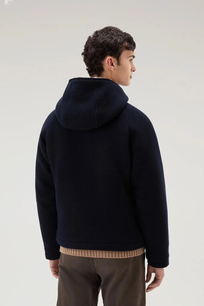 Woolrich Hooded Jacket in Recycled Manteco Wool Blend - Men - Green 3