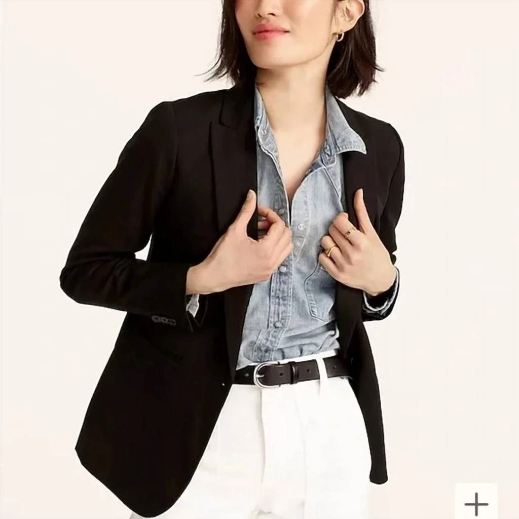 J. Crew Parke Blazer Bi-Stretch Cotton In Black