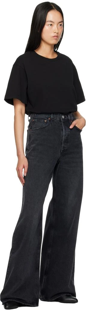 AGOLDE Black Dame High Rise Wide Leg No Cuff Jeans 4
