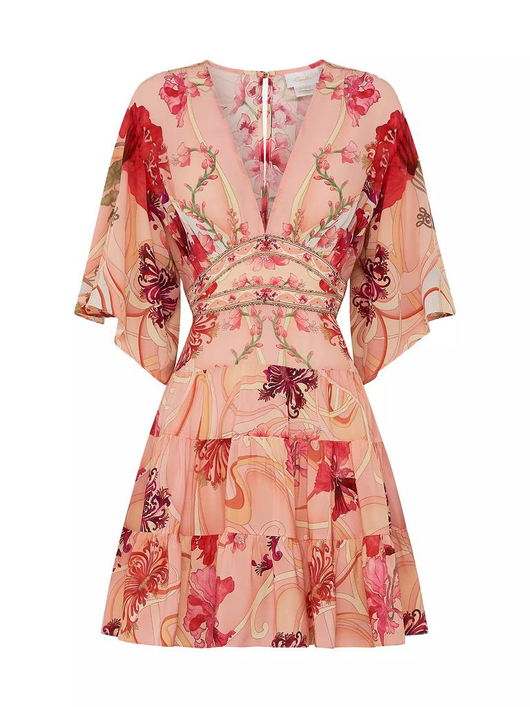 Camilla Floral Silk Tiered Minidress