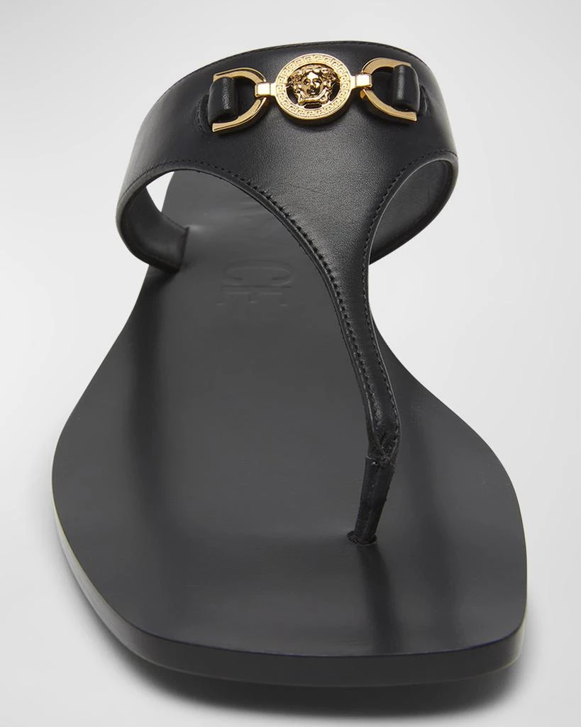 Versace Medusa Leather Flat Thong Sandals 5