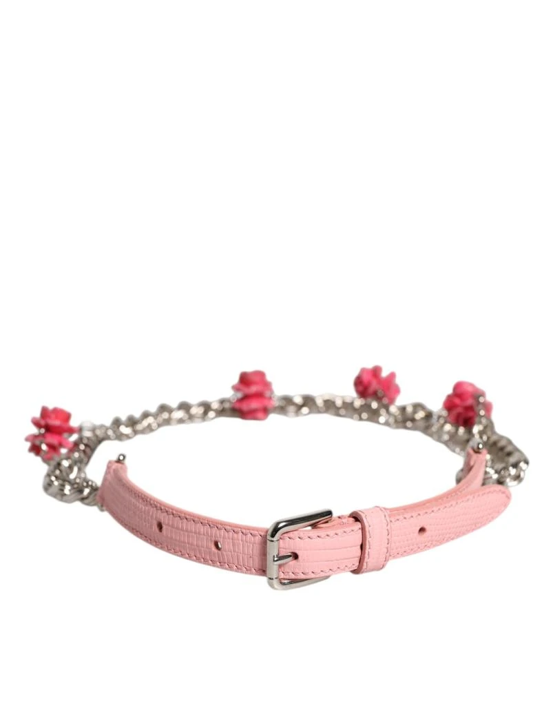 Dolce & Gabbana Embelished Roses Textu Leather Women's Belt 2