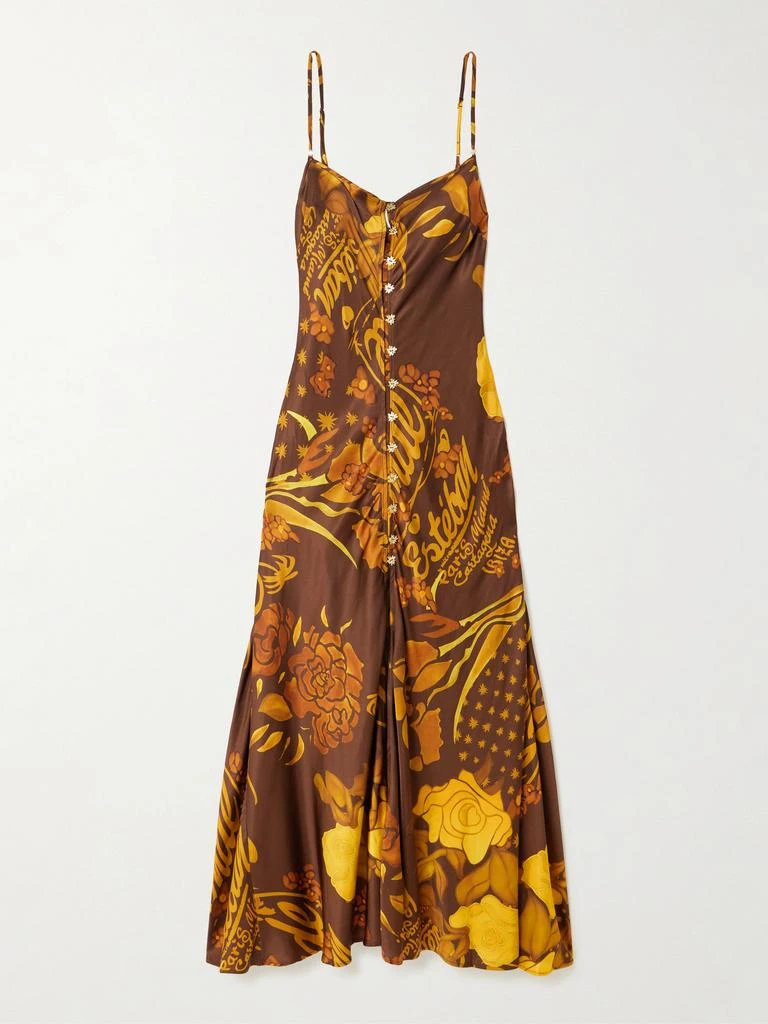 Donde Esteban Veranera Printed Satin Midi Dress